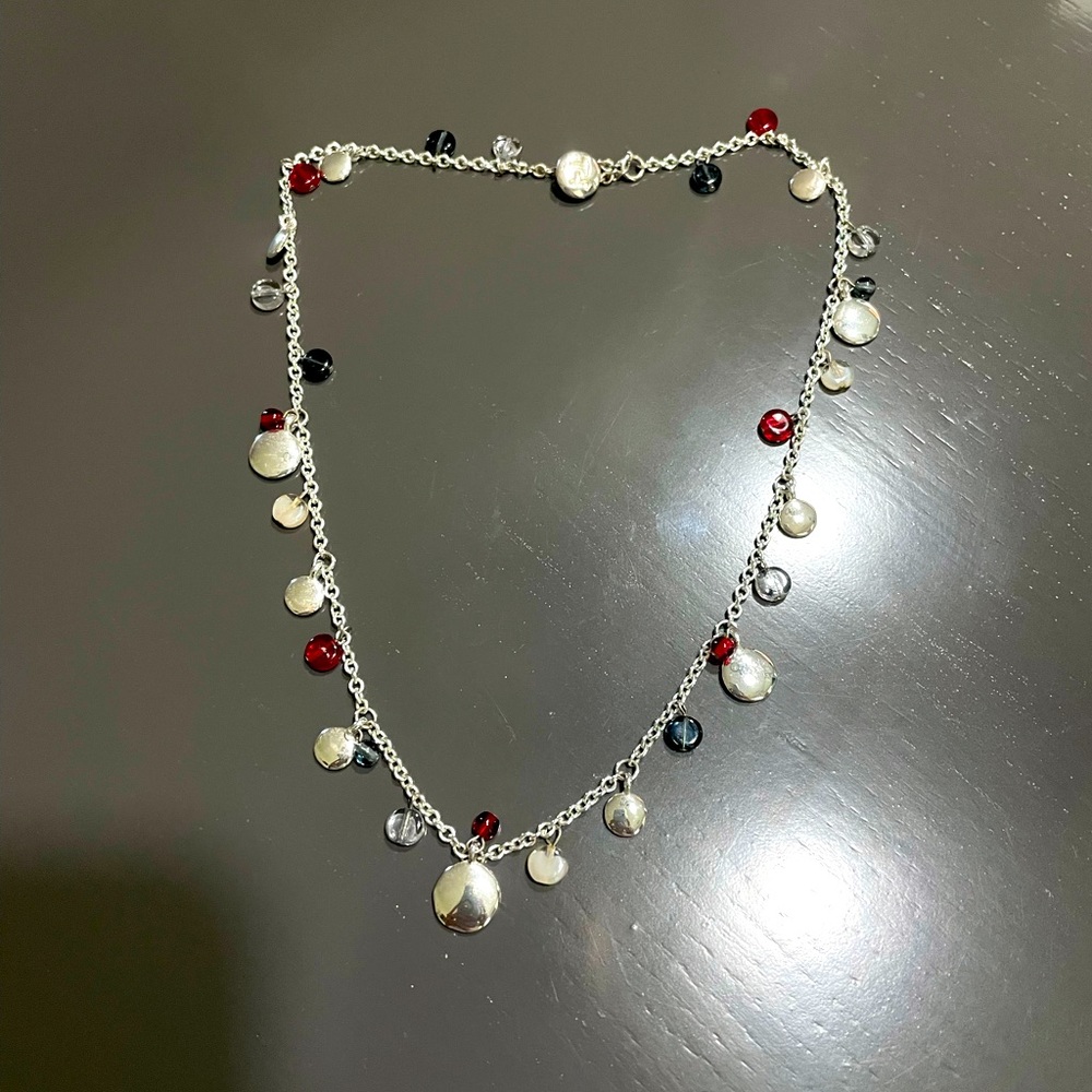 🏆BOGO! Tommy Hilfiger red white blue charm necklace on silver tones